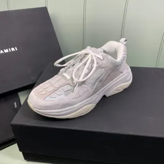 Amiri Skel Top Light Gray Mesh-Suede Chunky Sneakers