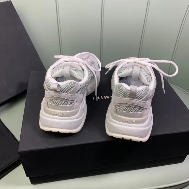 Amiri Skel Top Light Gray Mesh-Suede Chunky Sneakers 4