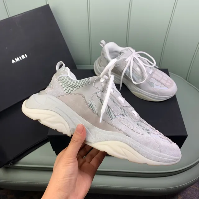 Amiri Skel Top Light Gray Mesh-Suede Chunky Sneakers 5