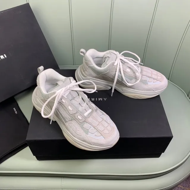 Amiri Skel Top Light Gray Mesh-Suede Chunky Sneakers 6