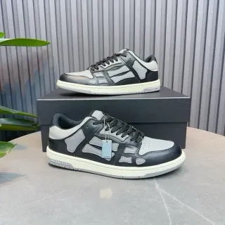 Amiri Skel Top Low Black Gray Skeletal Overlay Lifestyle Sneakers