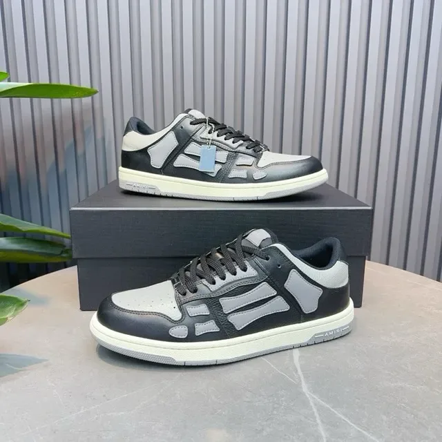 Amiri Skel Top Low Noir Gris Superposition Squelettique Chaussures lifestyle 2