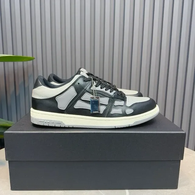 Amiri Skel Top Low Noir Gris Superposition Squelettique Chaussures lifestyle 3
