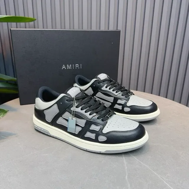 Amiri Skel Top Low Noir Gris Superposition Squelettique Chaussures lifestyle 4