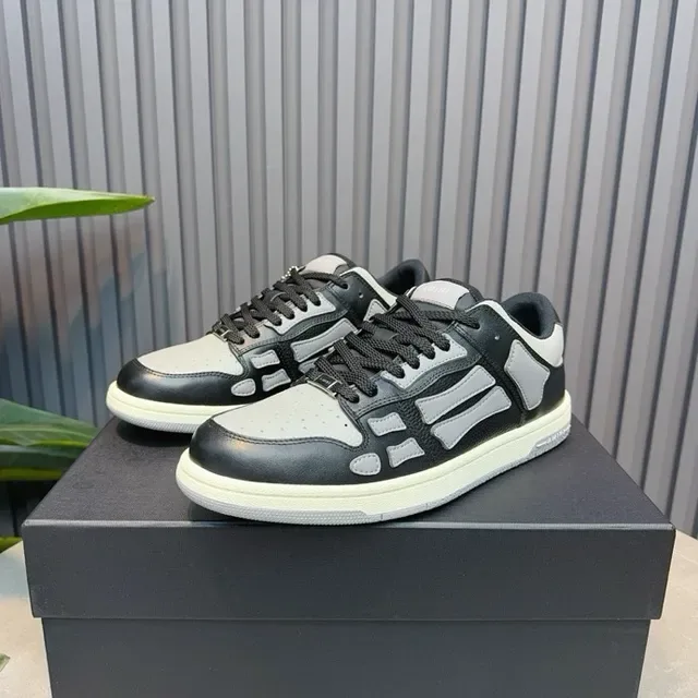 Amiri Skel Top Low Noir Gris Superposition Squelettique Chaussures lifestyle 8