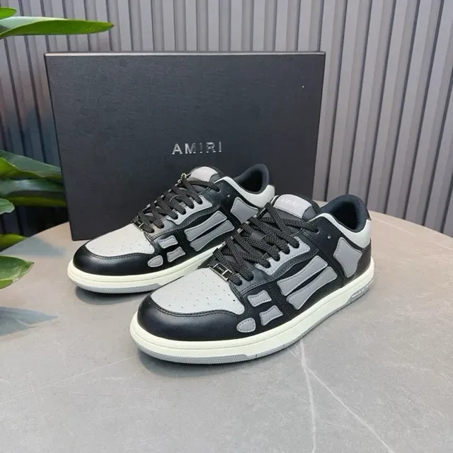 Amiri Skel Top Low Noir Gris Superposition Squelettique Chaussures lifestyle 9