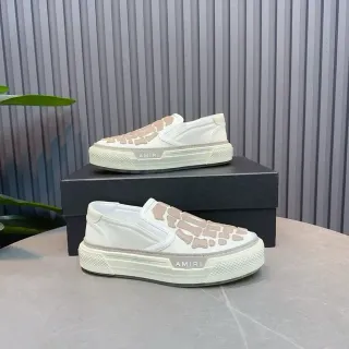 Amiri Skel Top Low White Beige Skeletal Overlay Lifestyle Sneakers
