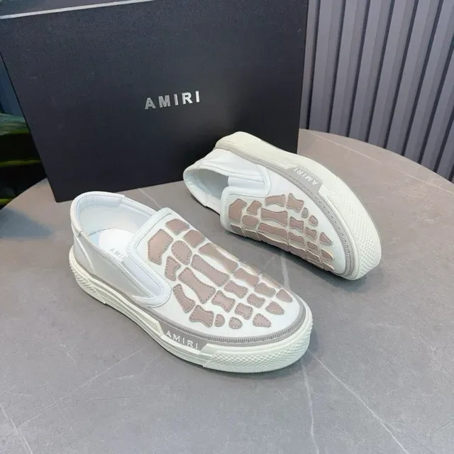 Amiri Skel Top Low White Beige Overlay Squelettique Baskets Lifestyle 5