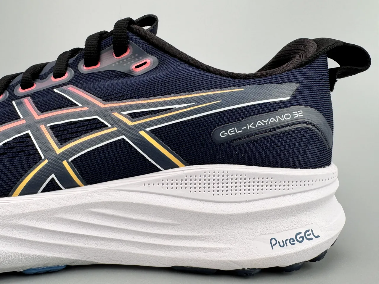 ASICS Gel-Kayano 32 marine rose upper en knit ingénieré rayures tigre multicolores chaussures de running 6