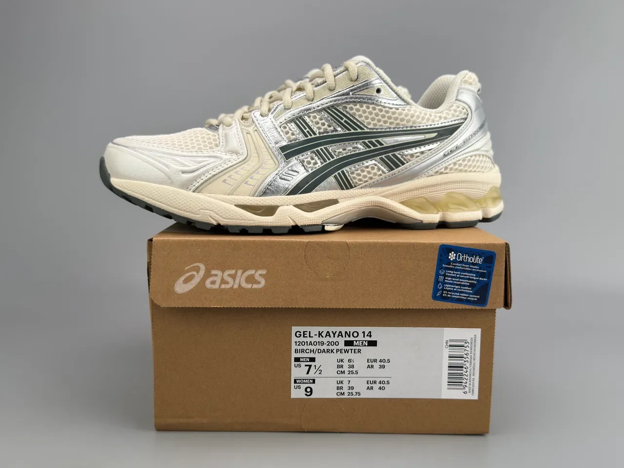 ASICS Gel-Kayano Beige Silver Mesh And Synthetic Overlay Upper Metallic Accents Running Shoes 2
