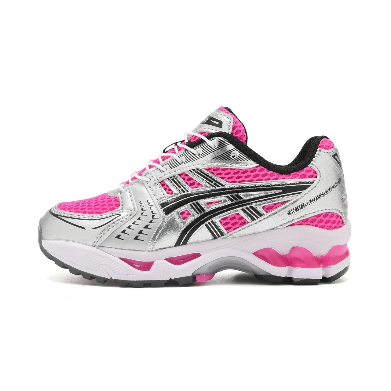 ASICS Gel-Kayano Noir Argent Haut Mesh-Synthétique Structuré Cage de Stabilité Médiale Chaussures de Course 13