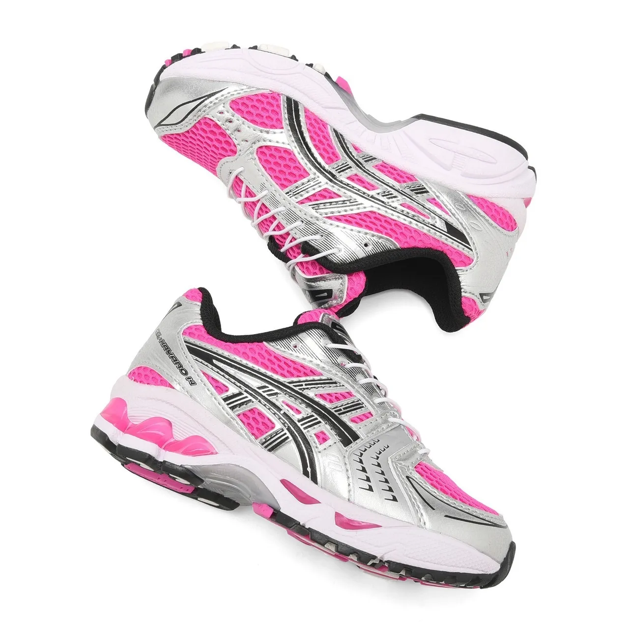 ASICS Gel-Kayano Noir Argent Haut Mesh-Synthétique Structuré Cage de Stabilité Médiale Chaussures de Course 18