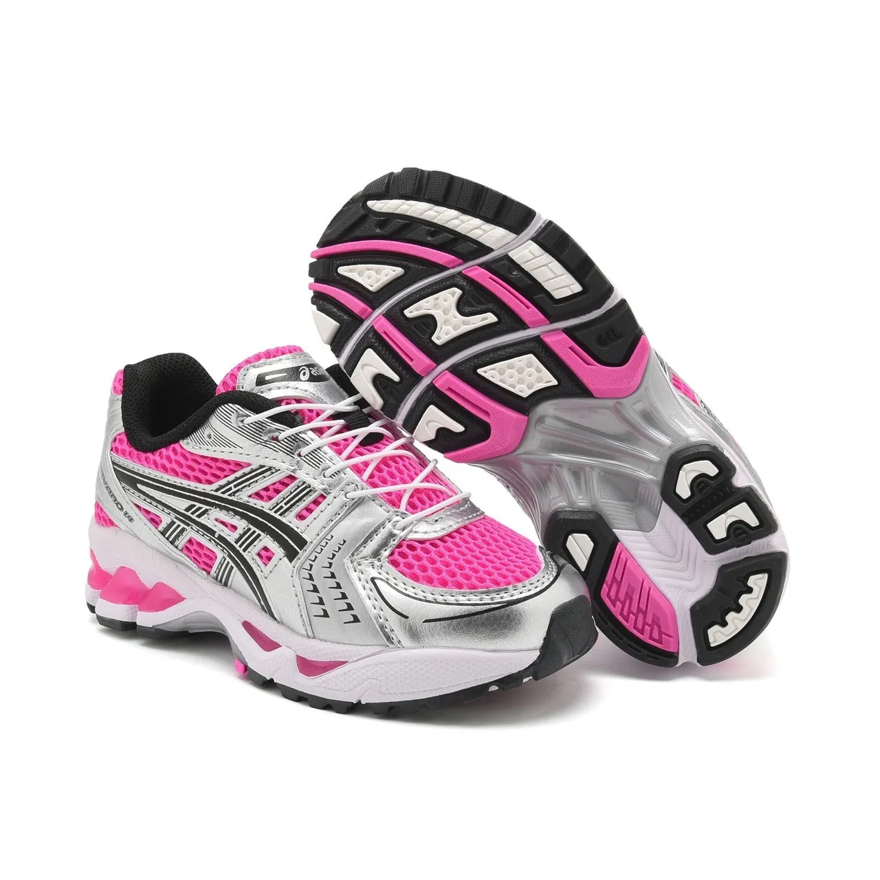 ASICS Gel-Kayano Noir Argent Haut Mesh-Synthétique Structuré Cage de Stabilité Médiale Chaussures de Course 20