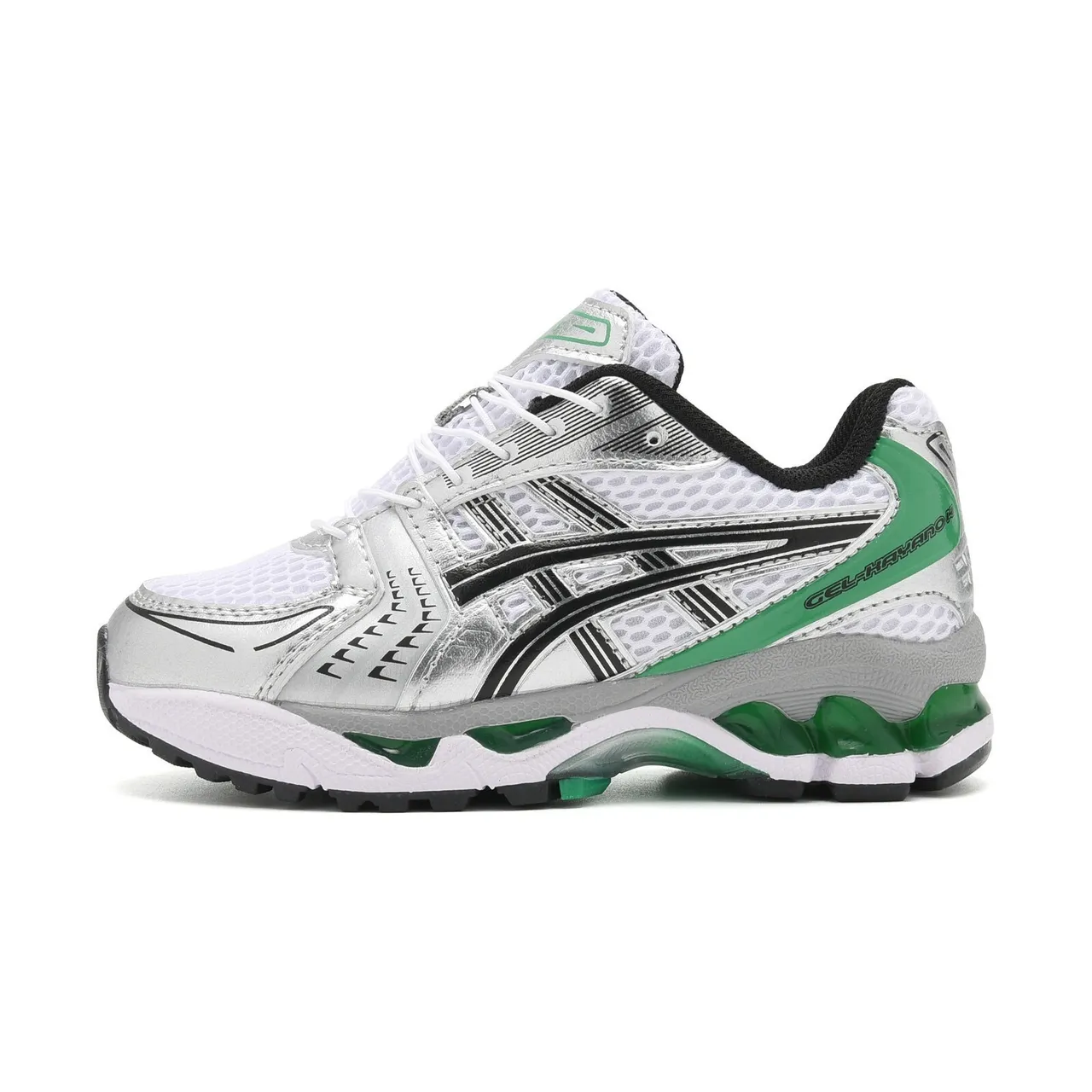 ASICS Gel-Kayano Noir Argent Haut Mesh-Synthétique Structuré Cage de Stabilité Médiale Chaussures de Course 24