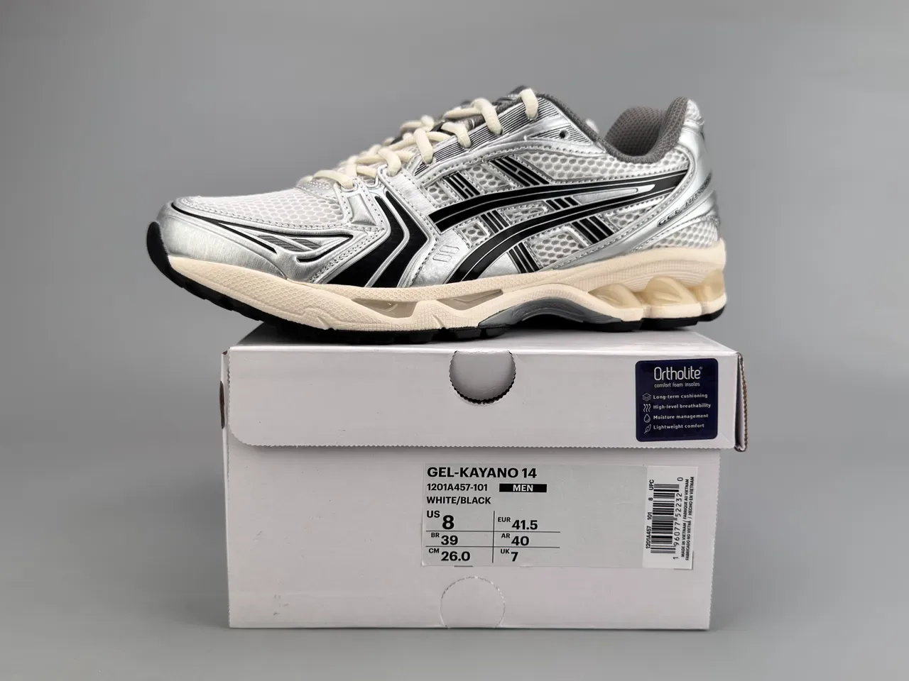 ASICS Gel-Kayano فضي أسود كريمي حذاء جري 5