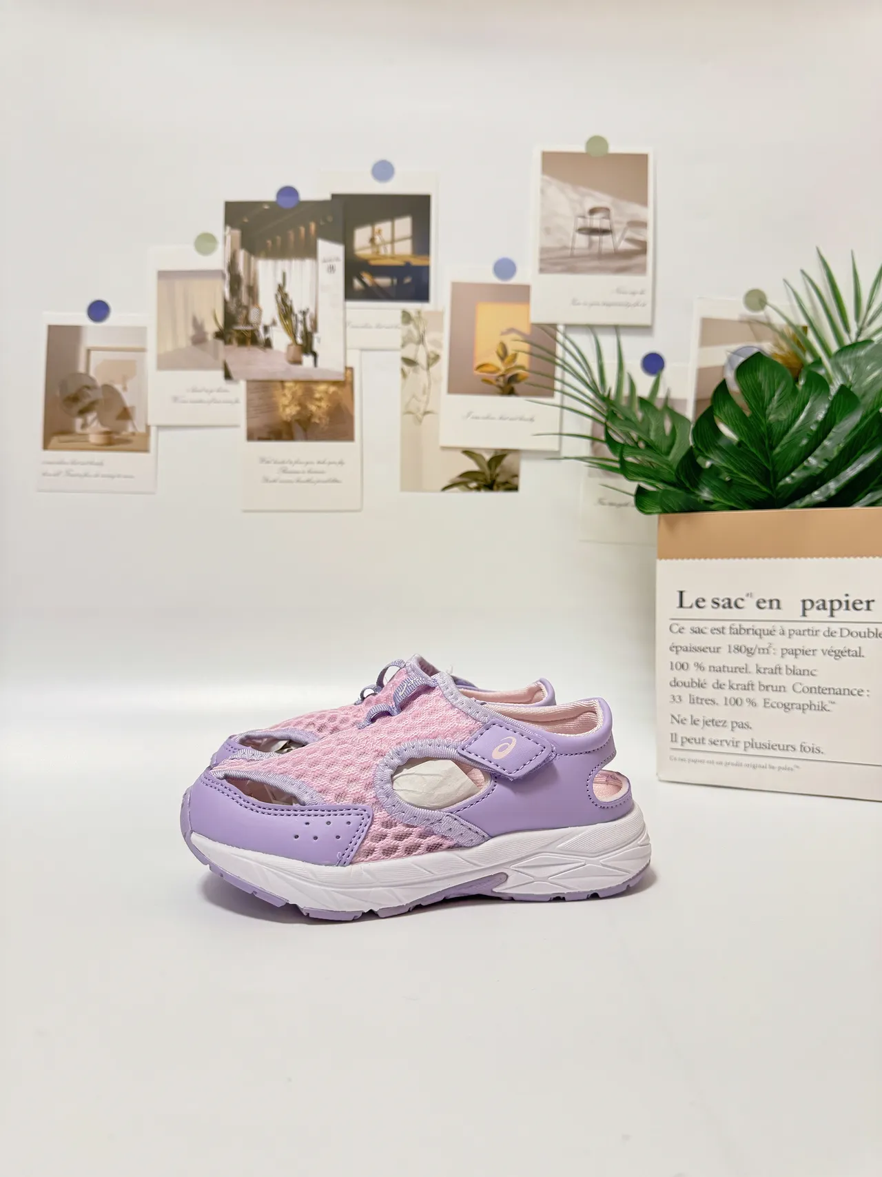 ASICS Purple Pink Open-Toe Velcro Strap Running Shoes 4