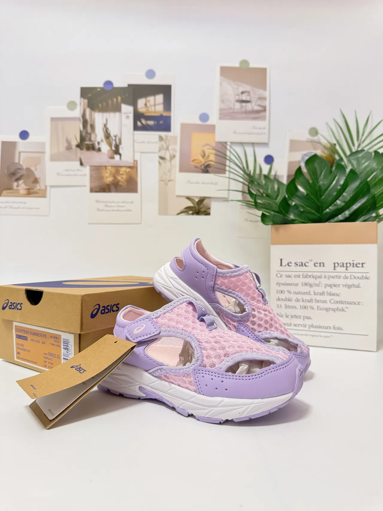 ASICS Purple Pink Open-Toe Velcro Strap Running Shoes 5