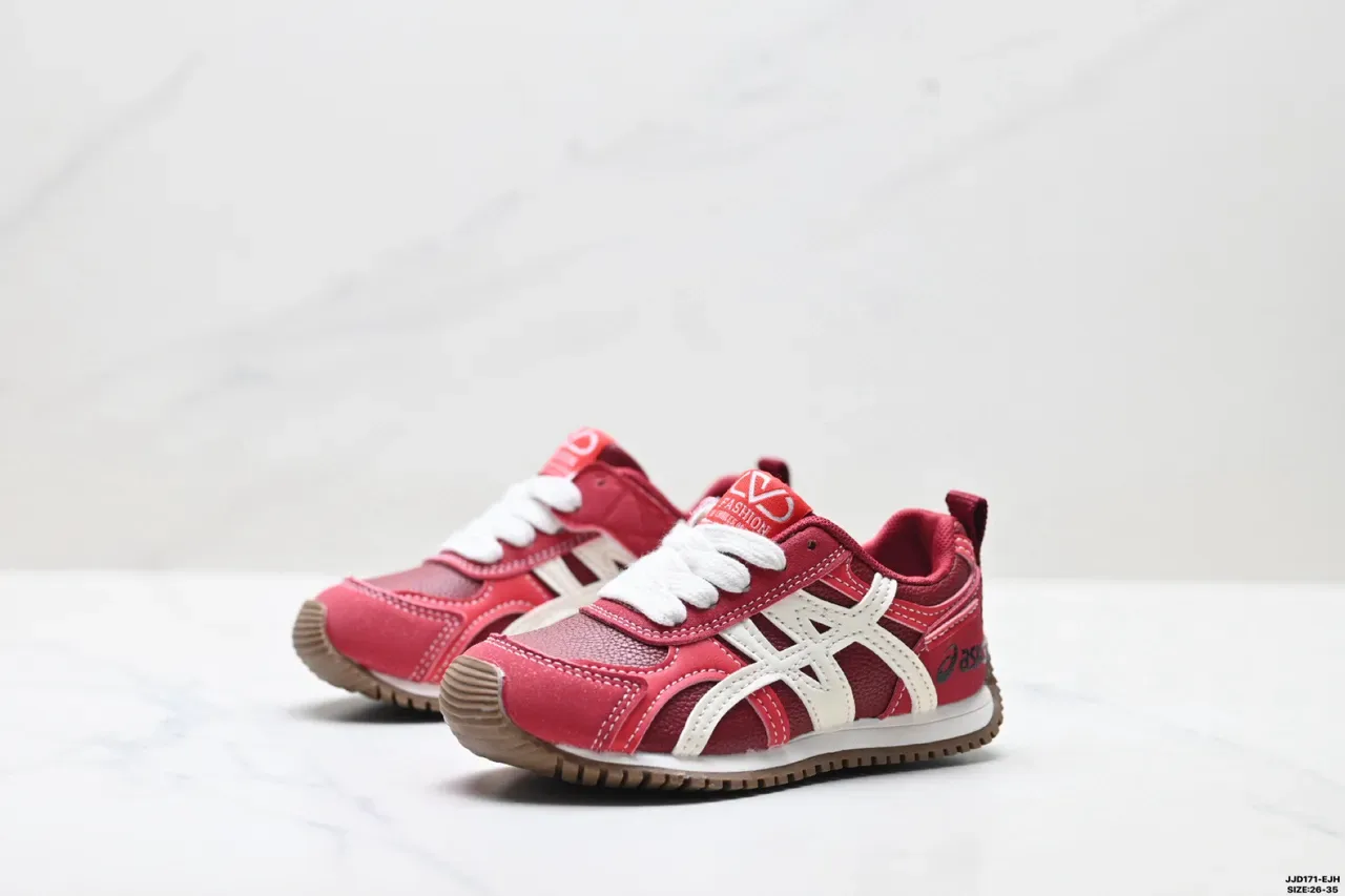 ASICS Chaussures lifestyle rouges et blanches rétro runner silhouette cousues superpositions synthétiques 6
