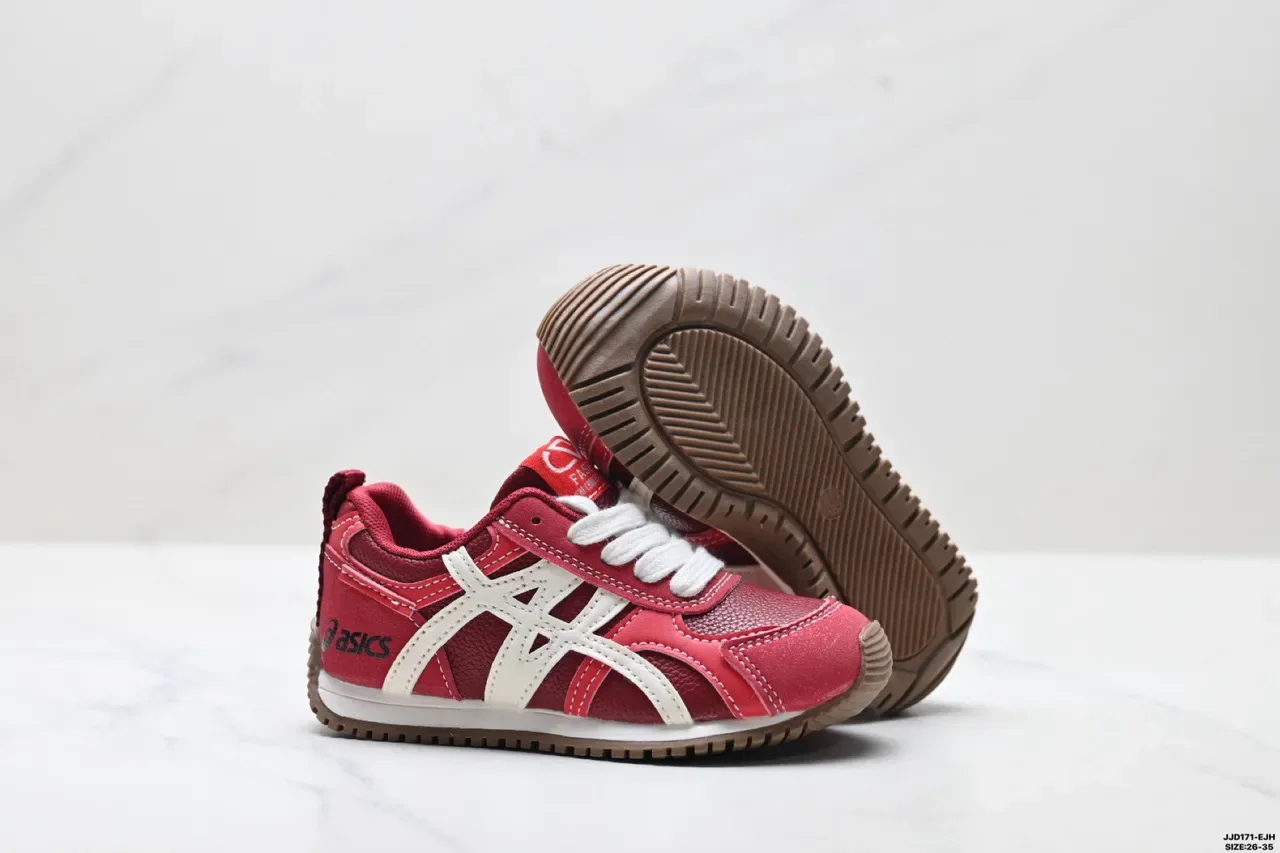 ASICS Chaussures lifestyle rouges et blanches rétro runner silhouette cousues superpositions synthétiques 7