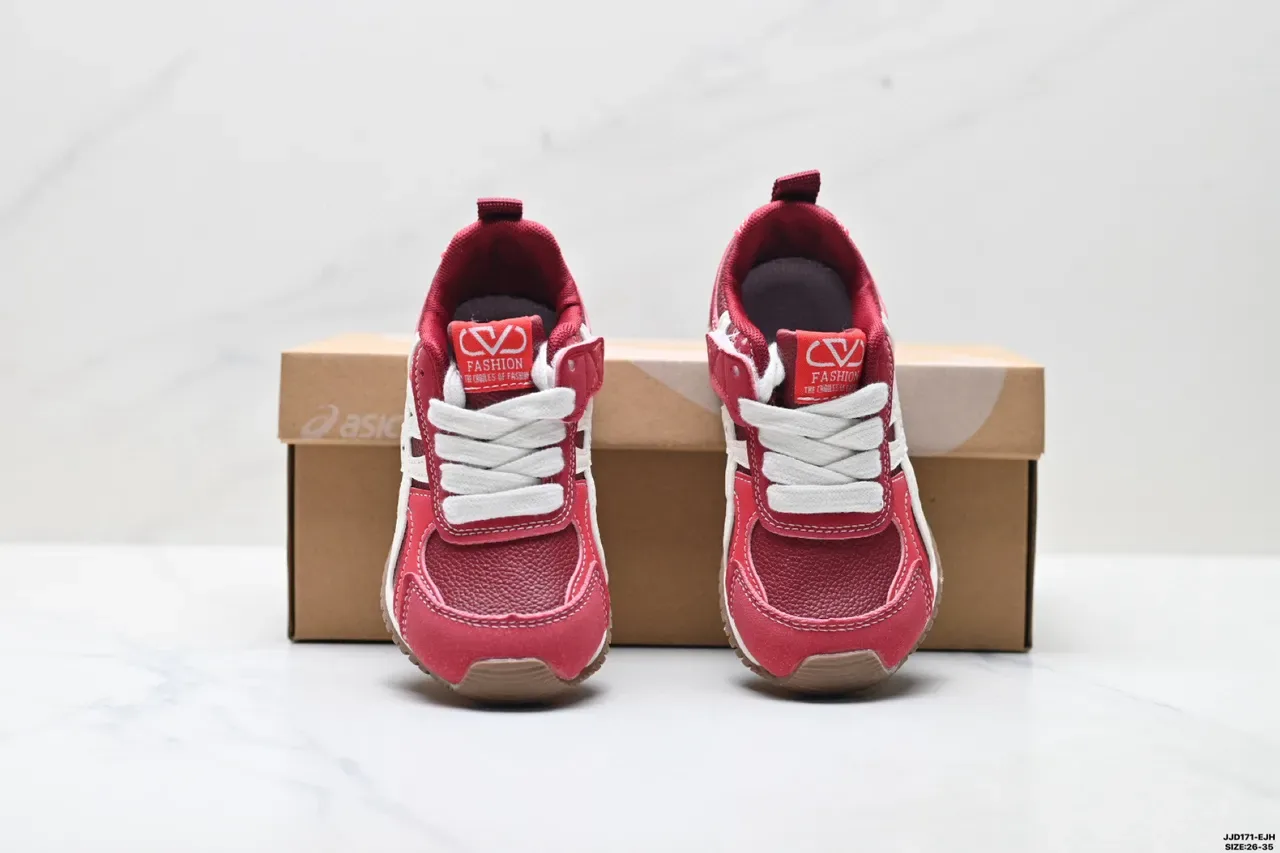 ASICS Chaussures lifestyle rouges et blanches rétro runner silhouette cousues superpositions synthétiques 9