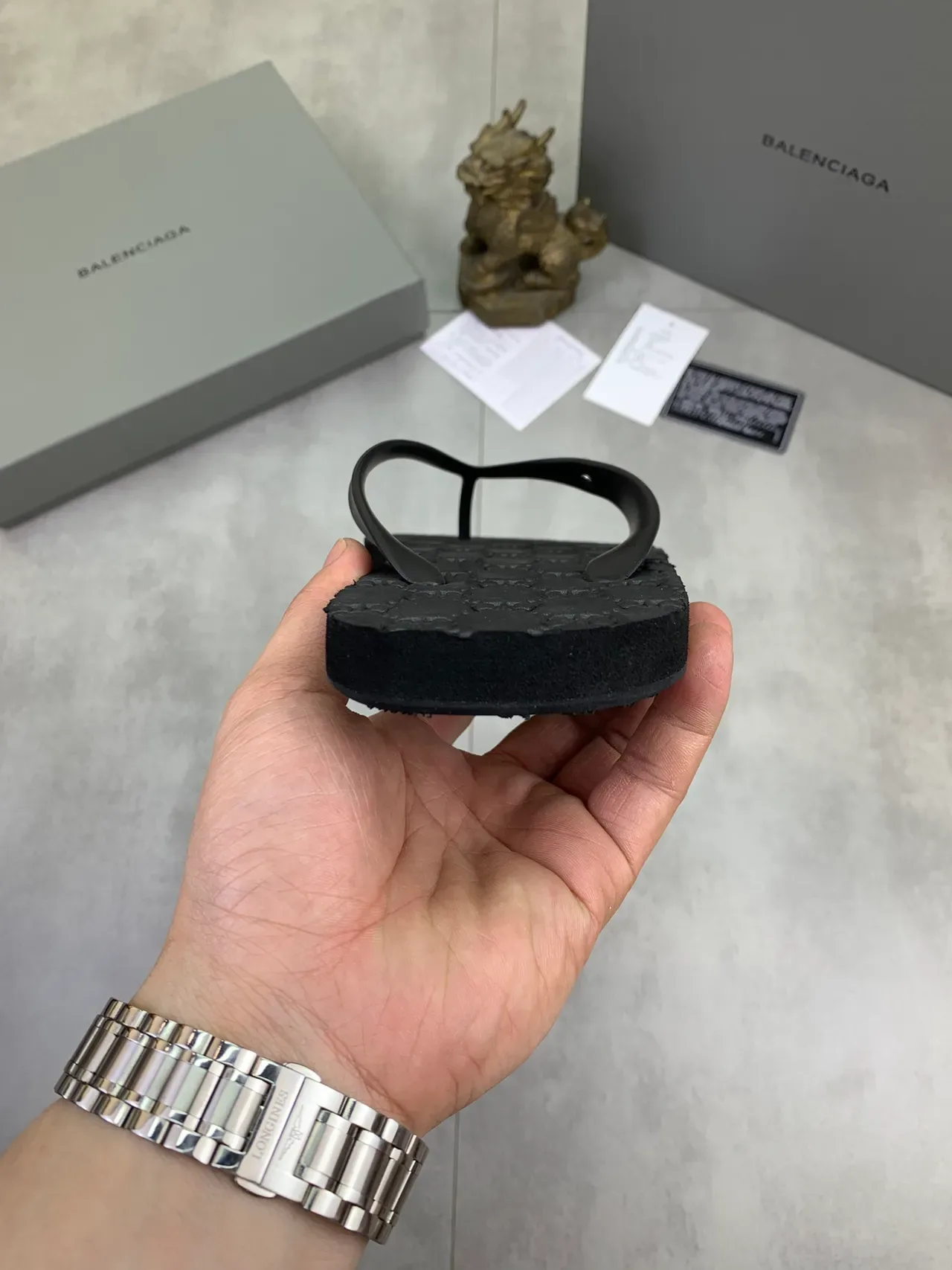 Balenciaga BB Flip Flops Monogrammed Rubber Slippers 2