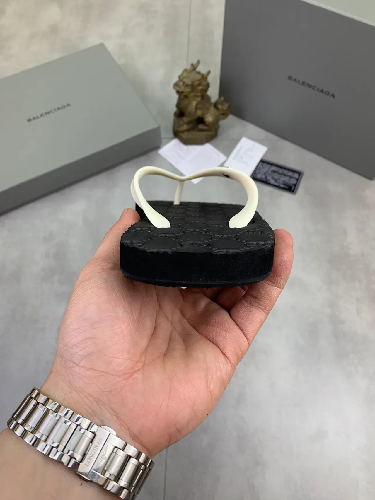 Balenciaga BB Flip Flops Monogrammed Rubber Slippers 4