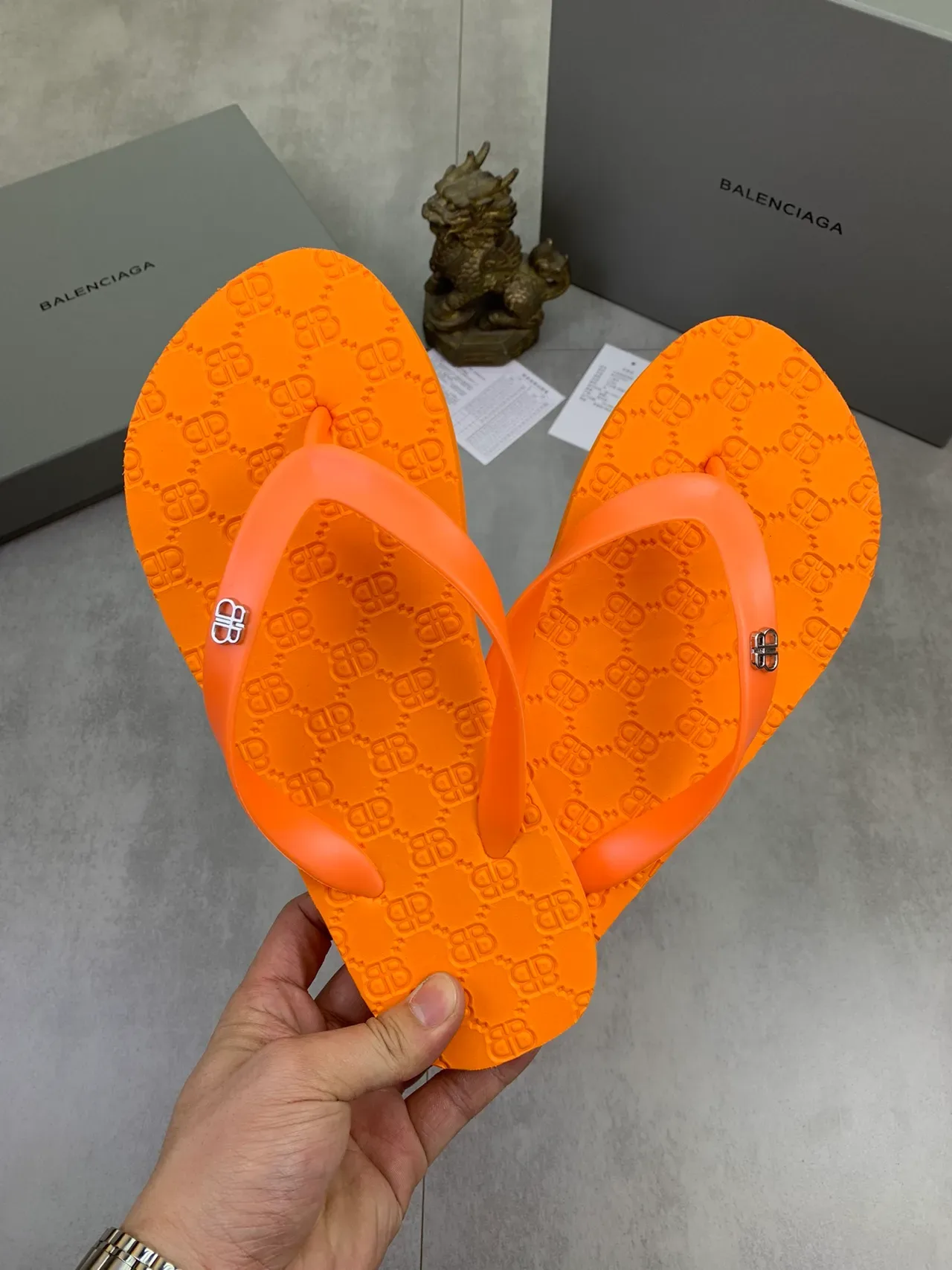 Balenciaga BB Flip Flops Monogrammed Rubber Slippers 13