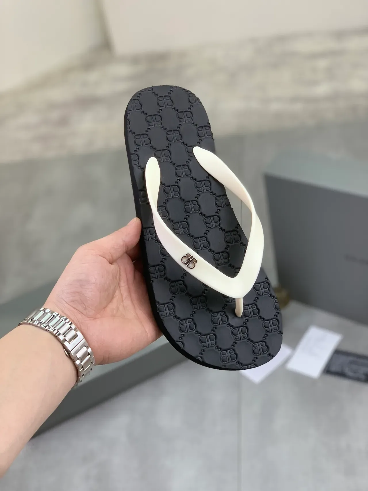Balenciaga BB Flip Flops Monogrammed Rubber Slippers 16
