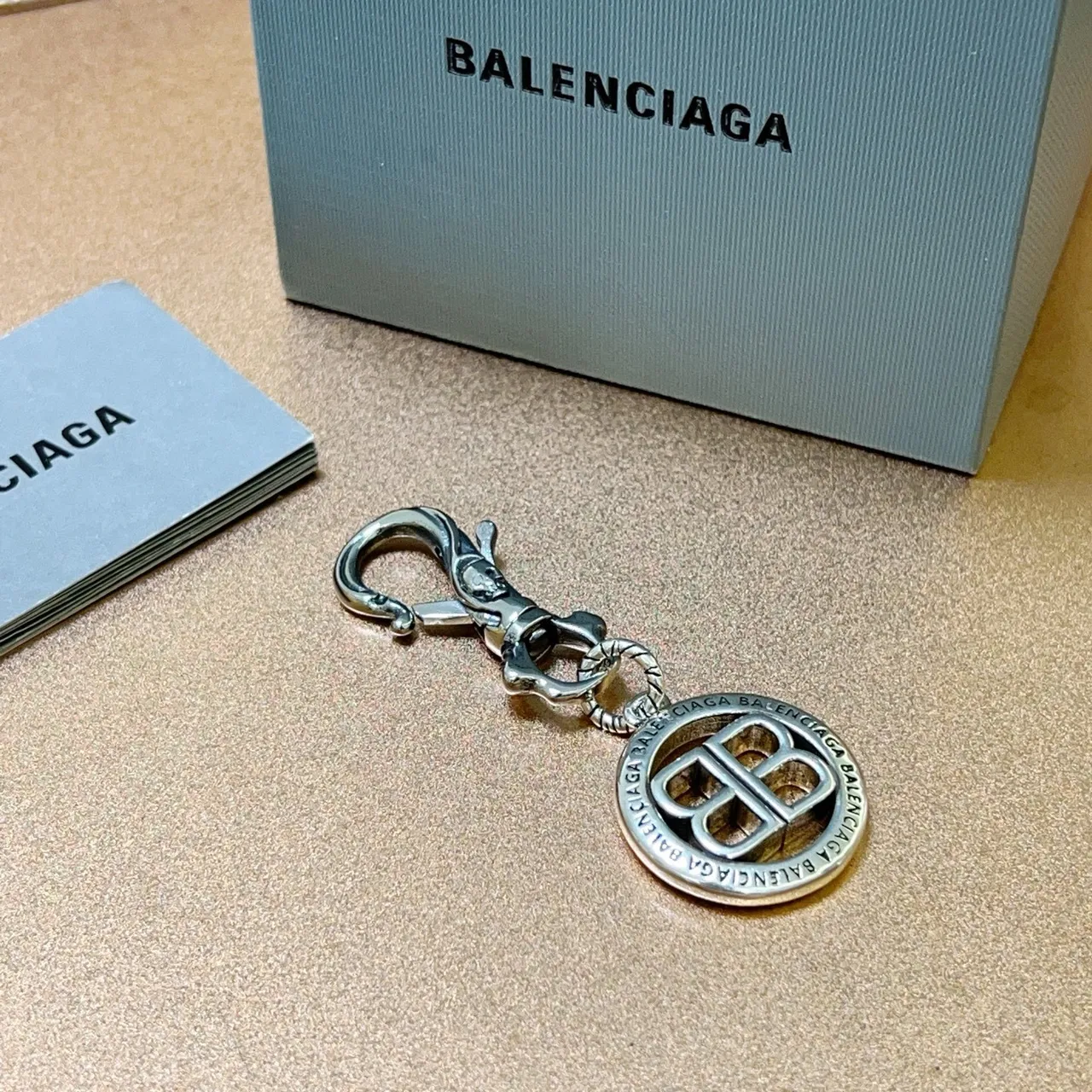 Balenciaga BB Logo Charm Silver-Tone Bracelet 2