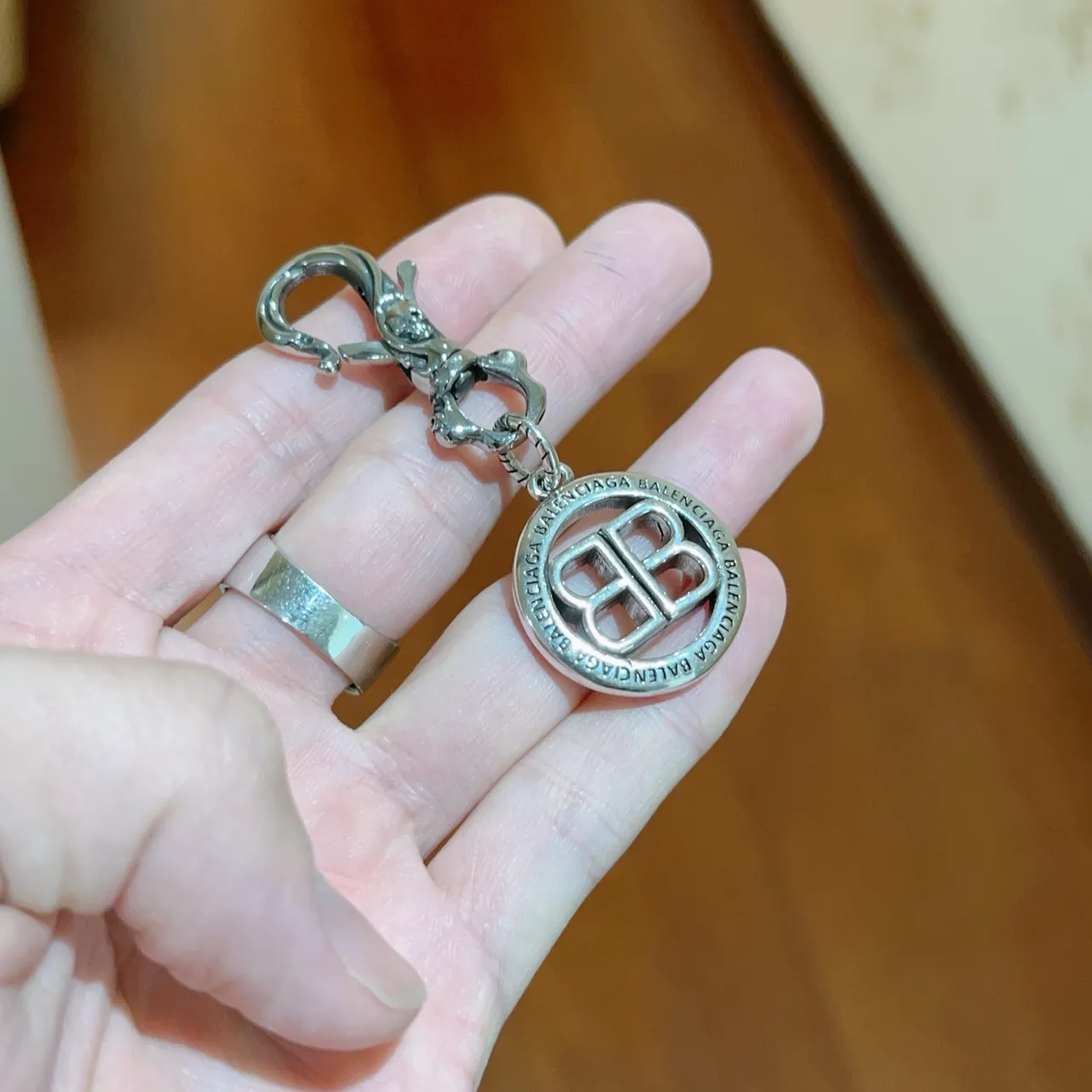 Balenciaga BB Logo Charm Silver-Tone Bracelet 5