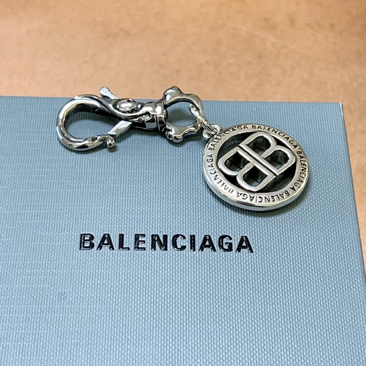 Balenciaga BB Logo Charm Silver-Tone Bracelet 7