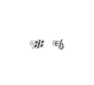 Balenciaga BB Logo Silver Gold Metallic Earrings 6