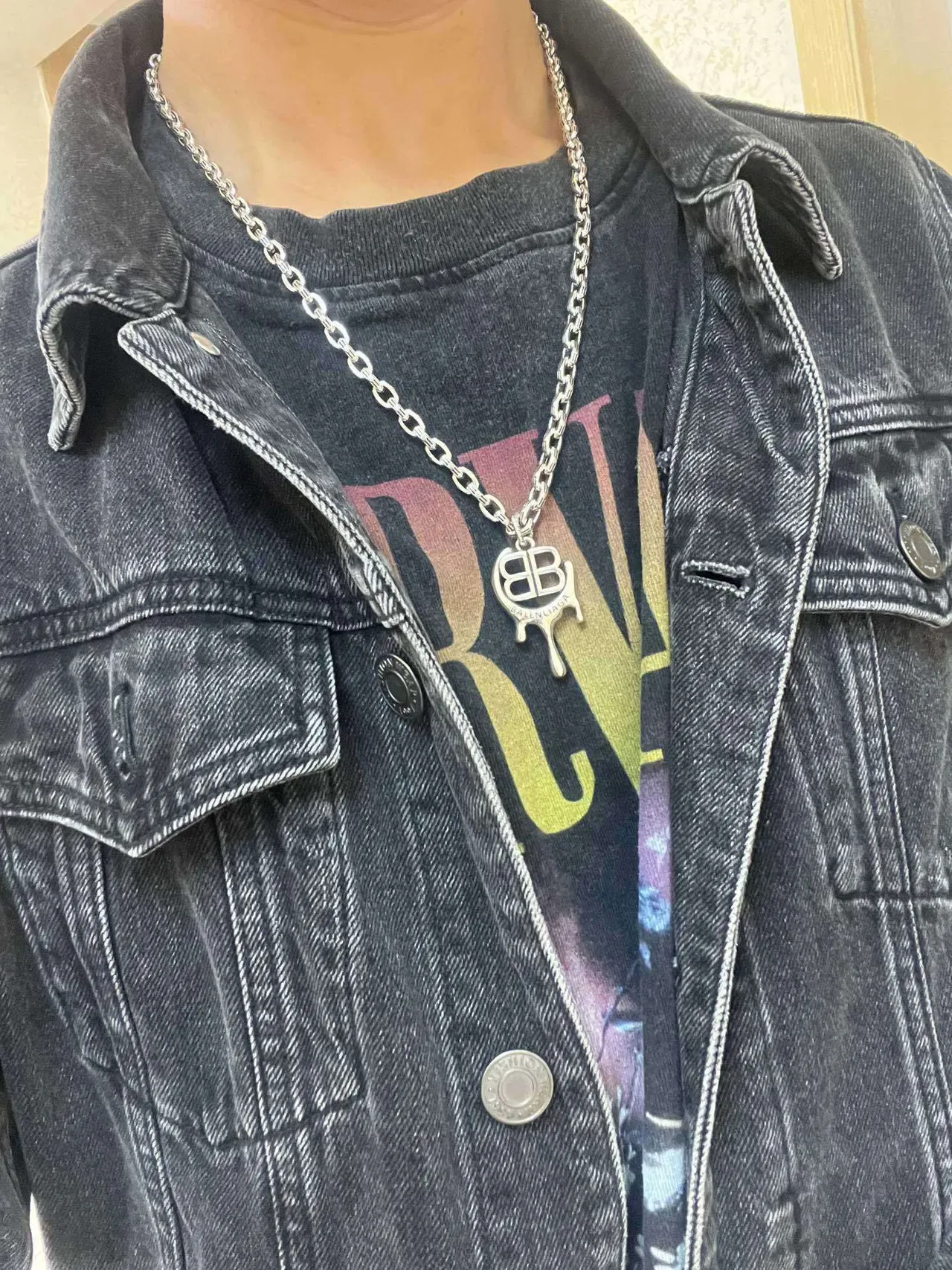 Balenciaga BB Melt قلادة سلسلة فضية 2