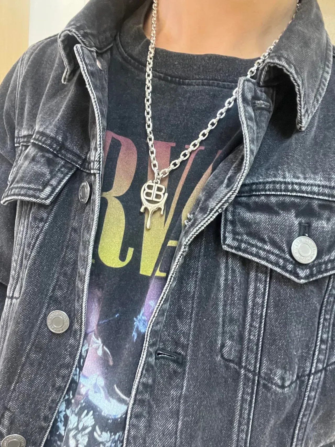 Balenciaga BB Melt قلادة سلسلة فضية 5