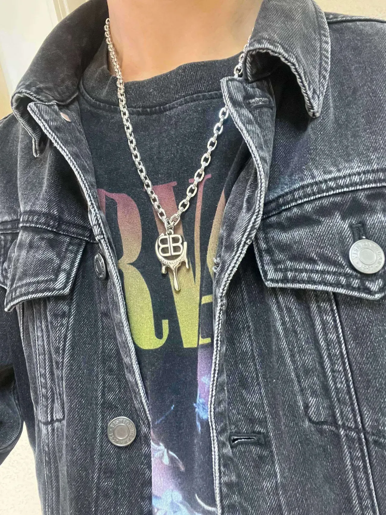 Balenciaga BB Melt قلادة سلسلة فضية 8