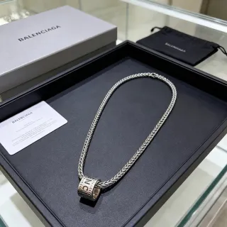 Balenciaga Braided Chain Cylindrical Pendant Necklace