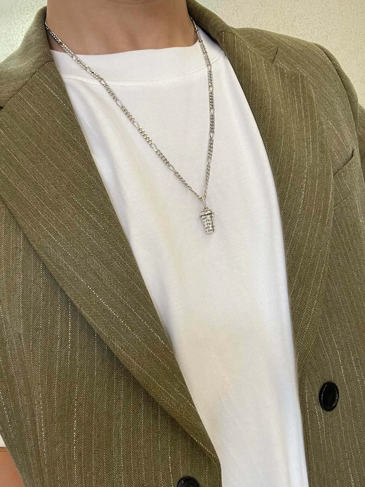 Balenciaga Colgante Cilíndrico Cadena Figaro Collar 8