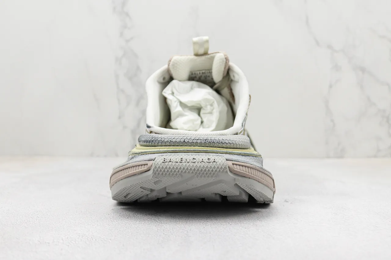 Balenciaga Defender Beige Gray كعب مصمم متعدد الطبقات شبكي وصناعي بناء طبقة حذاء رياضي سميك 9