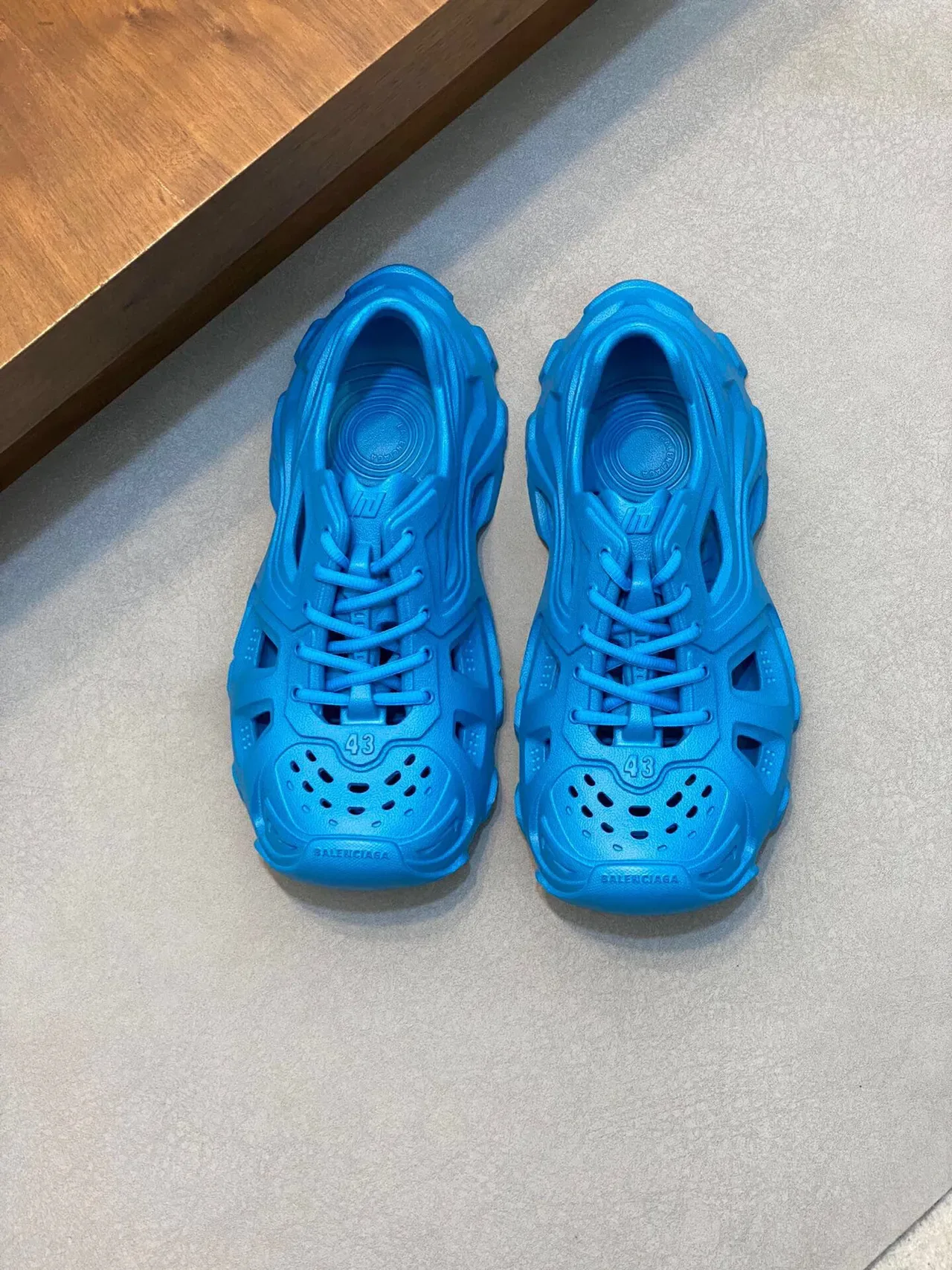 Balenciaga Defender Blue Monolithic Molded Chunky Sneakers 2