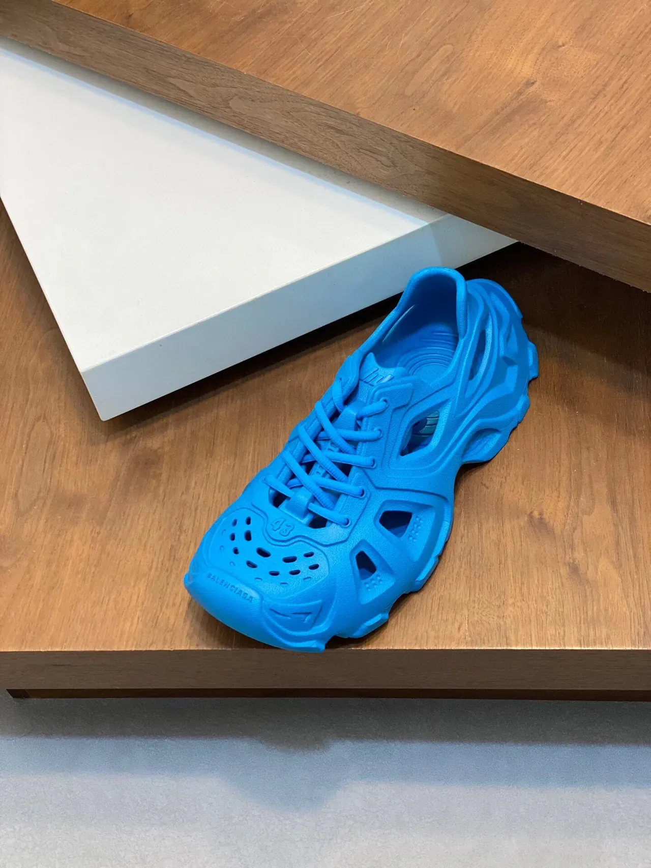 Balenciaga Defender Blue Monolithic Molded Chunky Sneakers 6