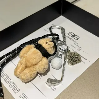 Balenciaga Golf Keychain Beige Black Plush Bear Phone Case