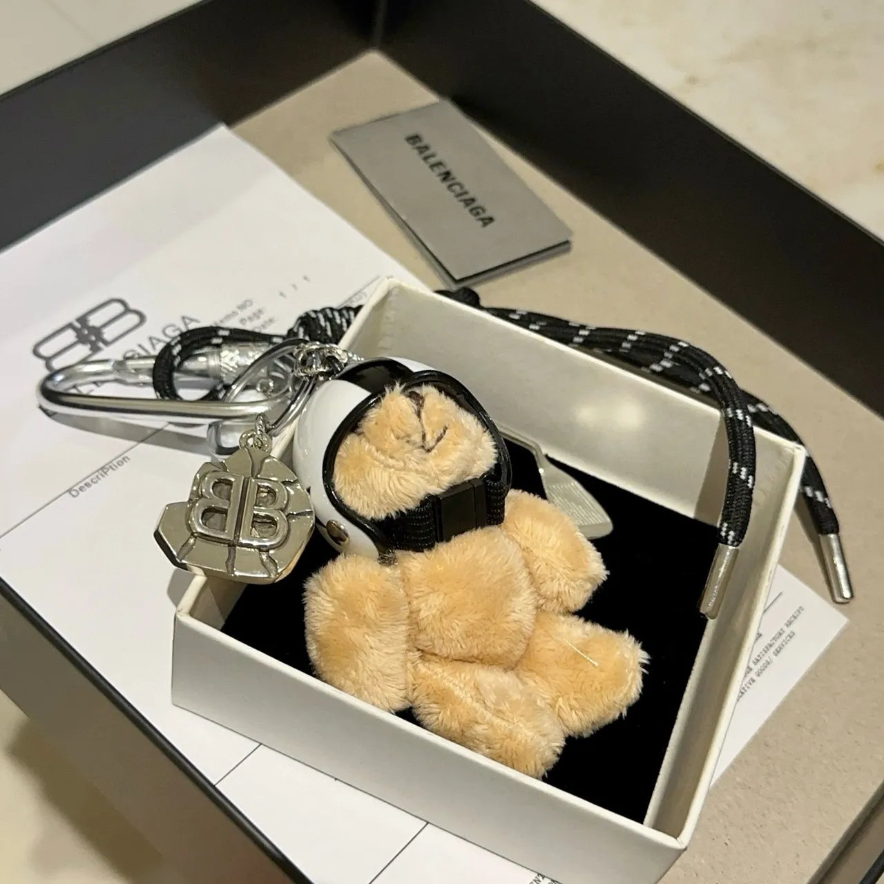 Balenciaga Golf Keychain Beige Black Plush Bear Phone Case 2
