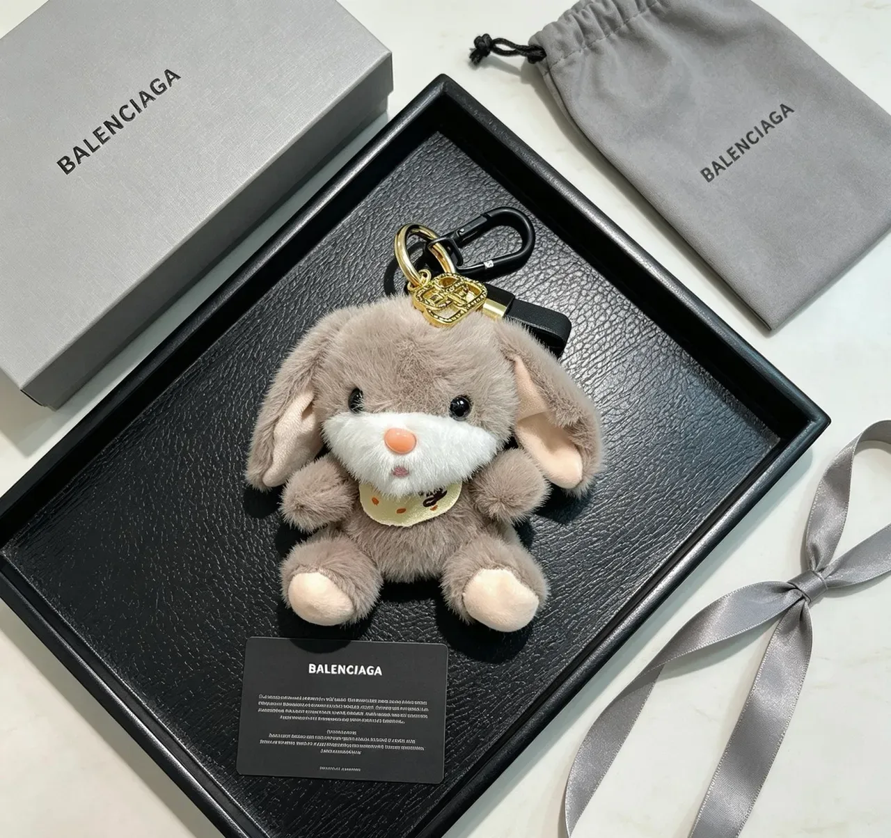 Balenciaga Gray White Plush Rabbit Faux Fur Crossbody Bag 2