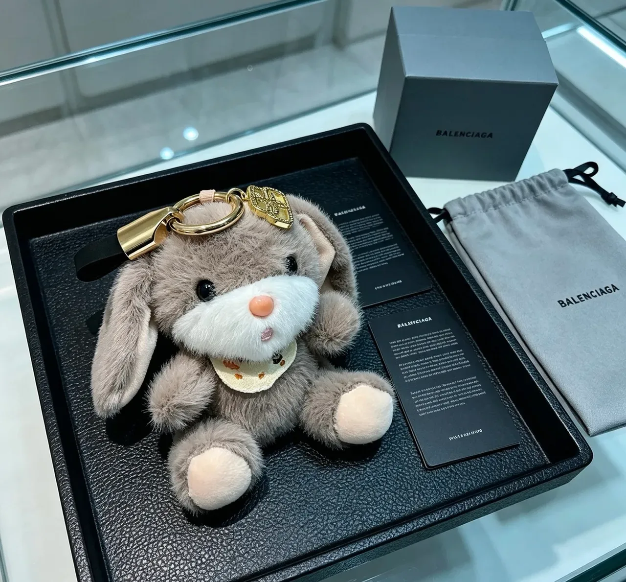 Balenciaga Gray White Plush Rabbit Faux Fur Crossbody Bag 4