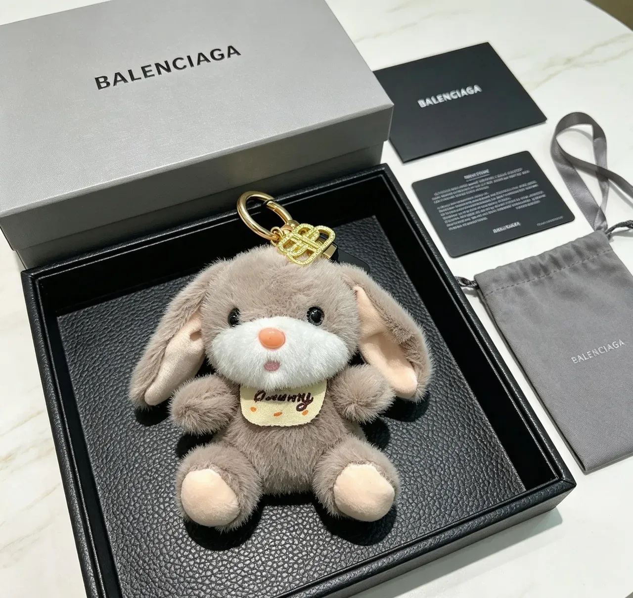 Balenciaga Gray White Plush Rabbit Faux Fur Crossbody Bag 5
