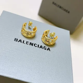Aretes Balenciaga Logo Hoop de Oro Abiertos de Metal