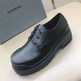 Balenciaga أوكسفورد أسود جلد ناعم سوليوغ سميك أحذية أوكسفورد