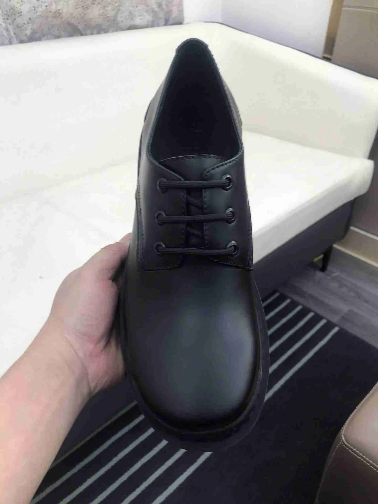 Balenciaga Oxford Preto Couro Liso Sola Grossa Lug Sole Oxford Shoes 6