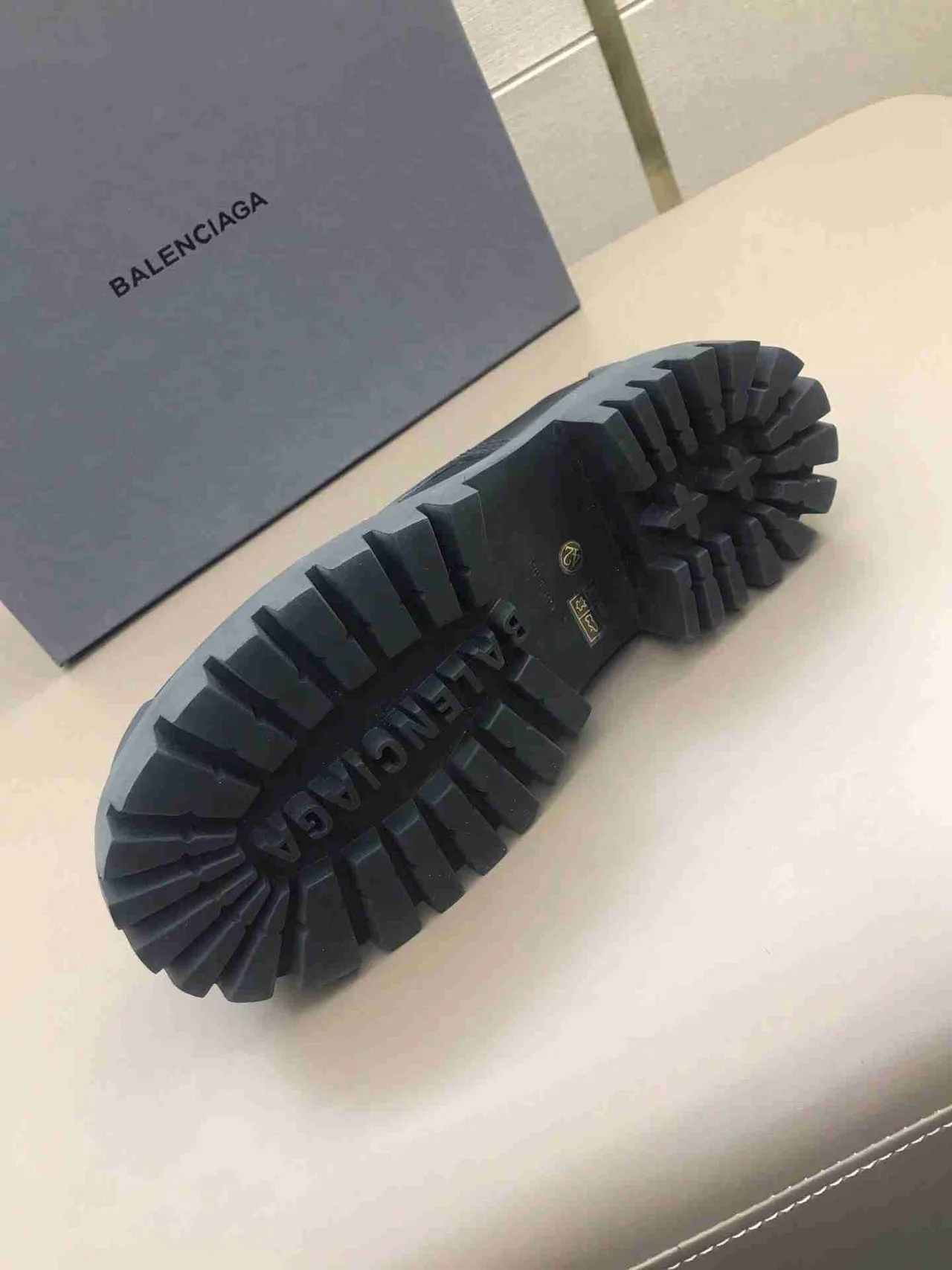 Balenciaga Oxford Preto Couro Liso Sola Grossa Lug Sole Oxford Shoes 9