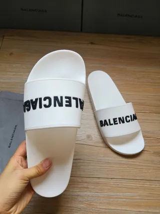 Balenciaga Slide blanc Logo pantoufles 3